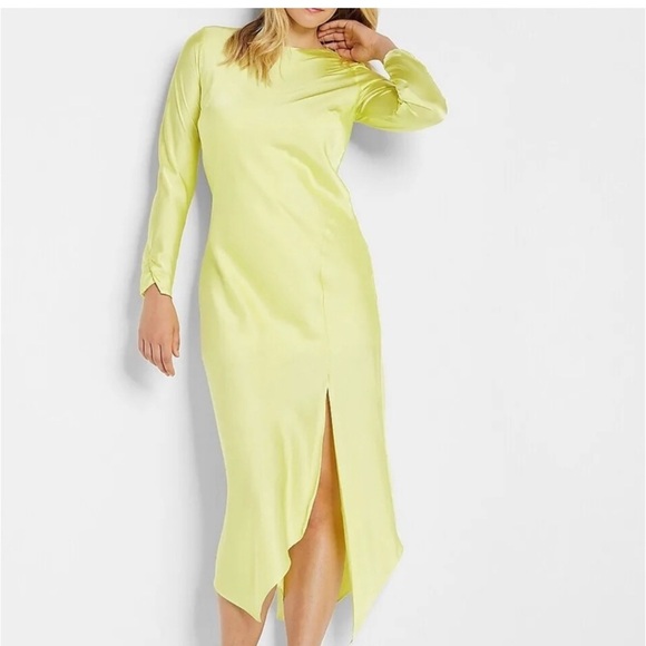 Express Elegant Yellow/Lime Long Sleeve Dress - Picture 2 of 7